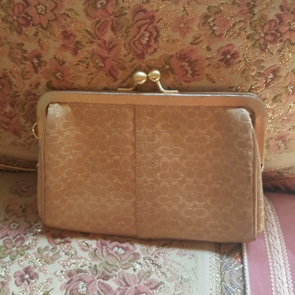 Coach gold clutch
